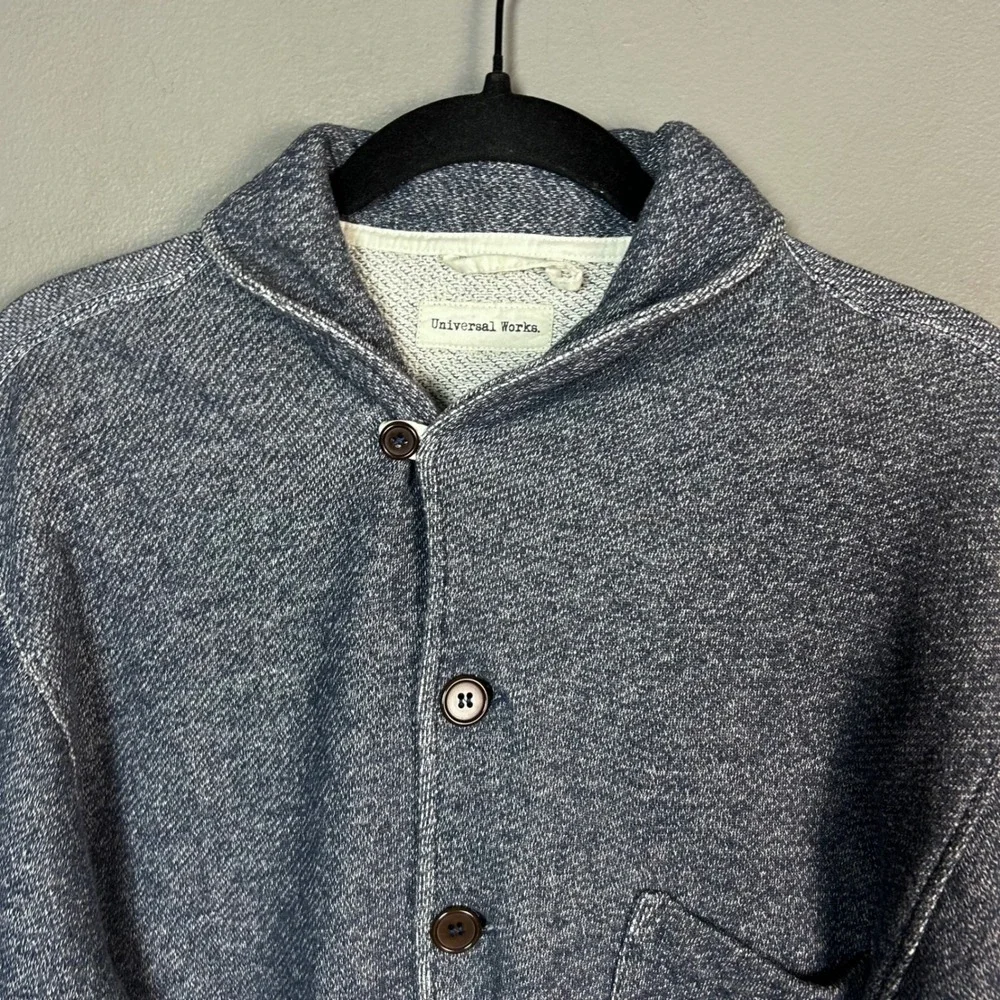 Universal Works Shawl Cardigan Mens XL Workwear Marled Fleece Cotton Portugal